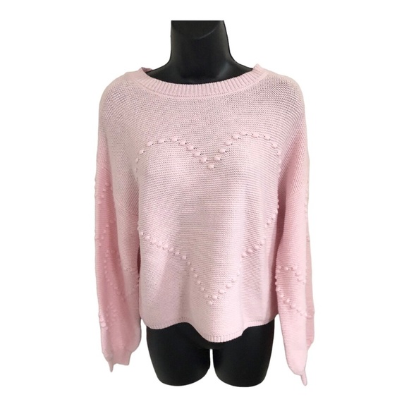 Jessica Simpson baby pink heart shaped dot embroidered sweater size medium new - Picture 1 of 13
